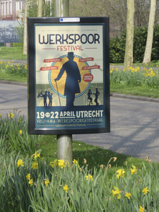 908207 Afbeelding van een billboard voor het Werkspoor Festival in de Werkspoorkathedraal (Tractieweg 41) te Utrecht, ...